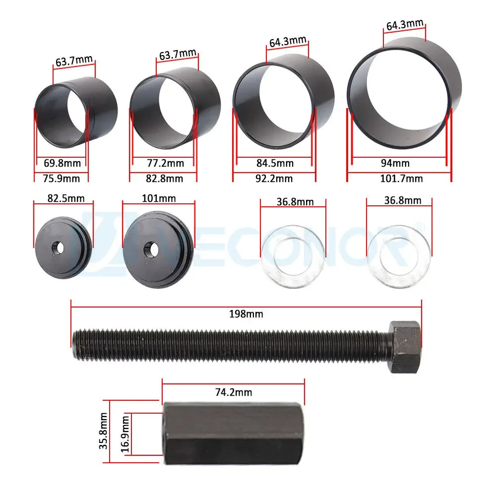 Wheel Bearing Press Kit for Front Wheel Drive Bearing Removal & Installation Puller Tool Set with Sliding Screws Bushings Sleeve