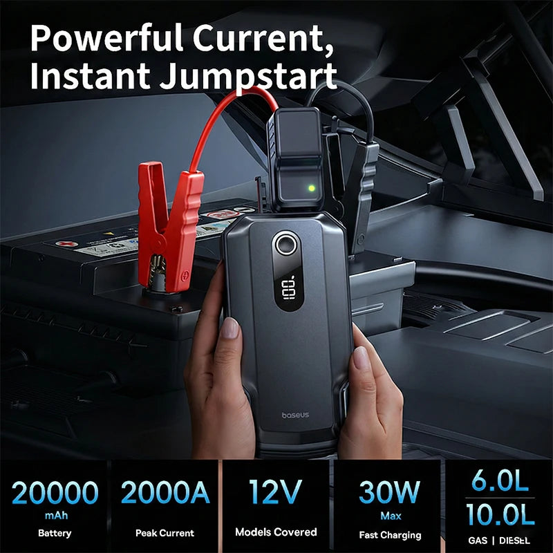 Baseus 2000A Jump Starter Emergency Power Bank 20000mAh for 12V Car Battery Starting Booster Device Car Jump Starter