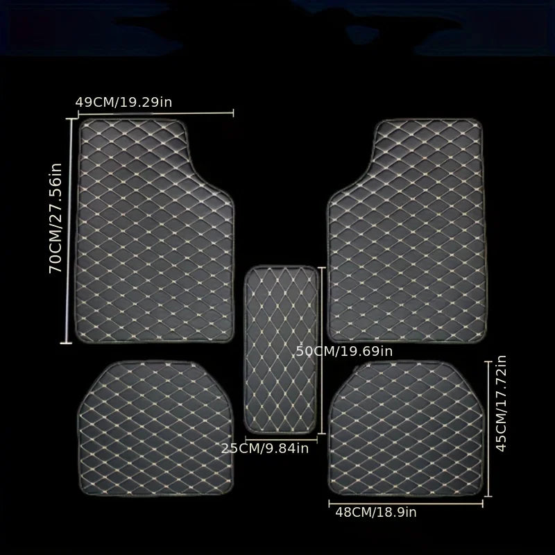 Universal 5Pcs Car Floor Mats PU Leather Waterproof Dust-Proof Auto Carpet Protector Pads Fashion Car Interior Accessories