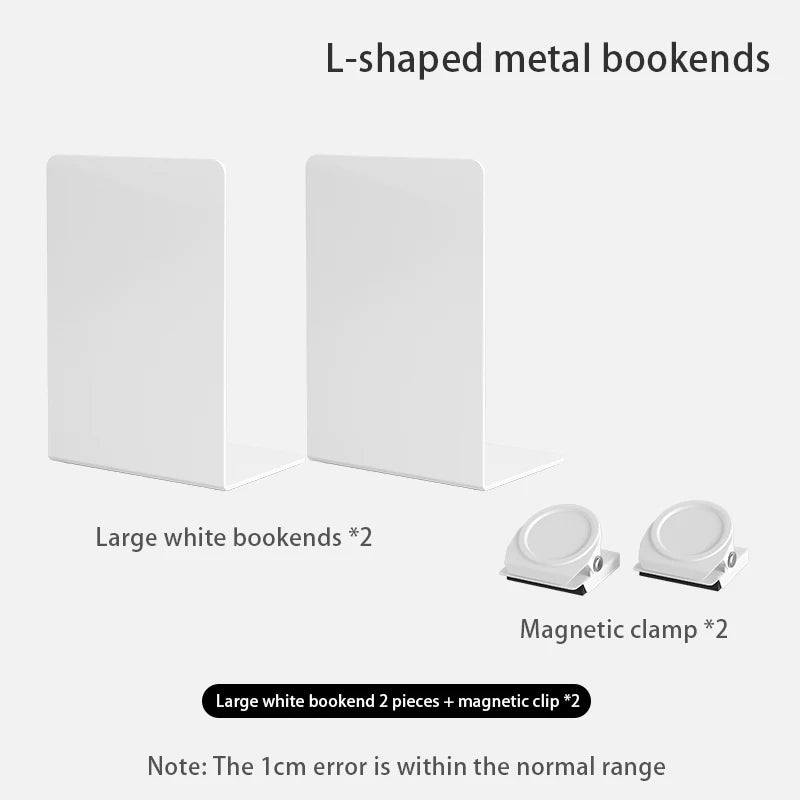 Bookends 6 Pair, White Metal Book Ends, Bookends for Shelves, Book Stopper for Heavy Books, Book Dividers for Home Office
