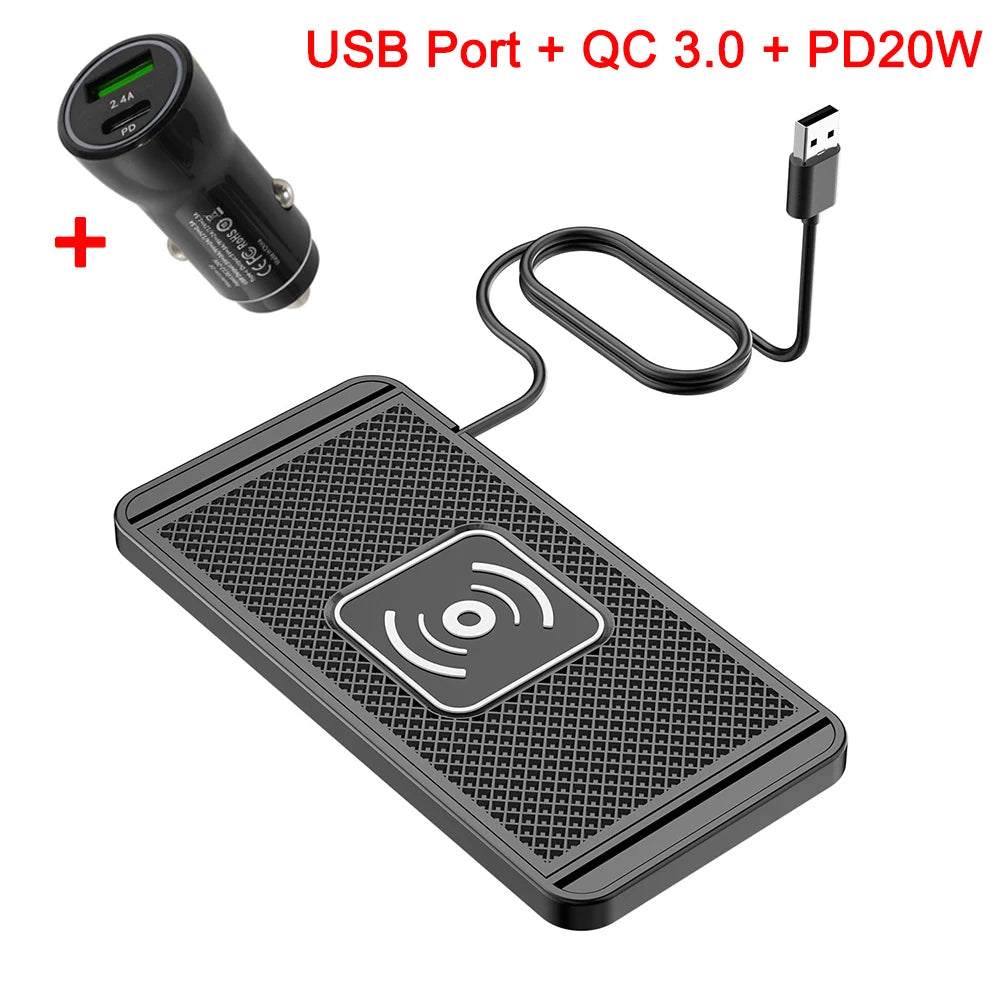 Car Wireless Charger for Iphone 17 16 15 14 13 12 Pro Max X Samsung S25 S24 Xiaomi  Wireless Car Charging Silicone Non-slip Pad