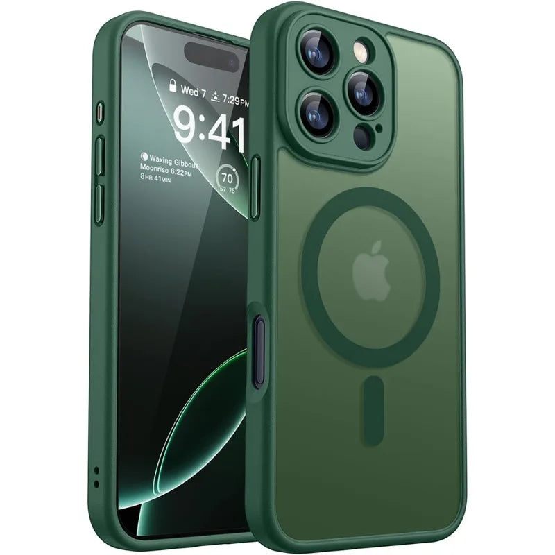 Luxury Frosted Phone Case For iPhone 18 16 15 14 13 12 11 Pro Max Plus 17 Air For Magsafe Matte Transparent Magnetic Cover