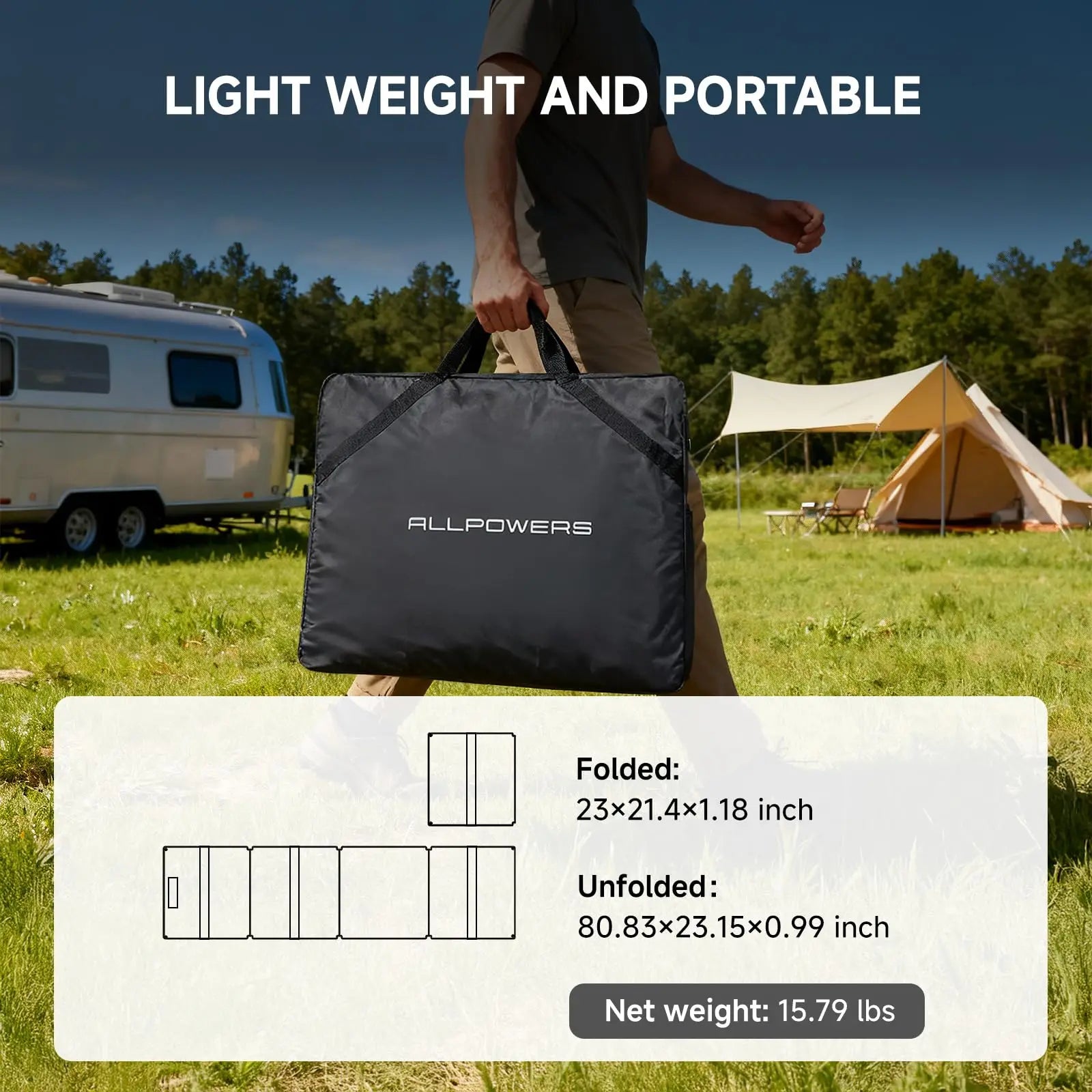ALLPOWERS 18V Foldable Solar Panel 60W / 100W / 140W / 200W Mobile Solar Charger for Power Supply Laptop Solar Generator Fishing