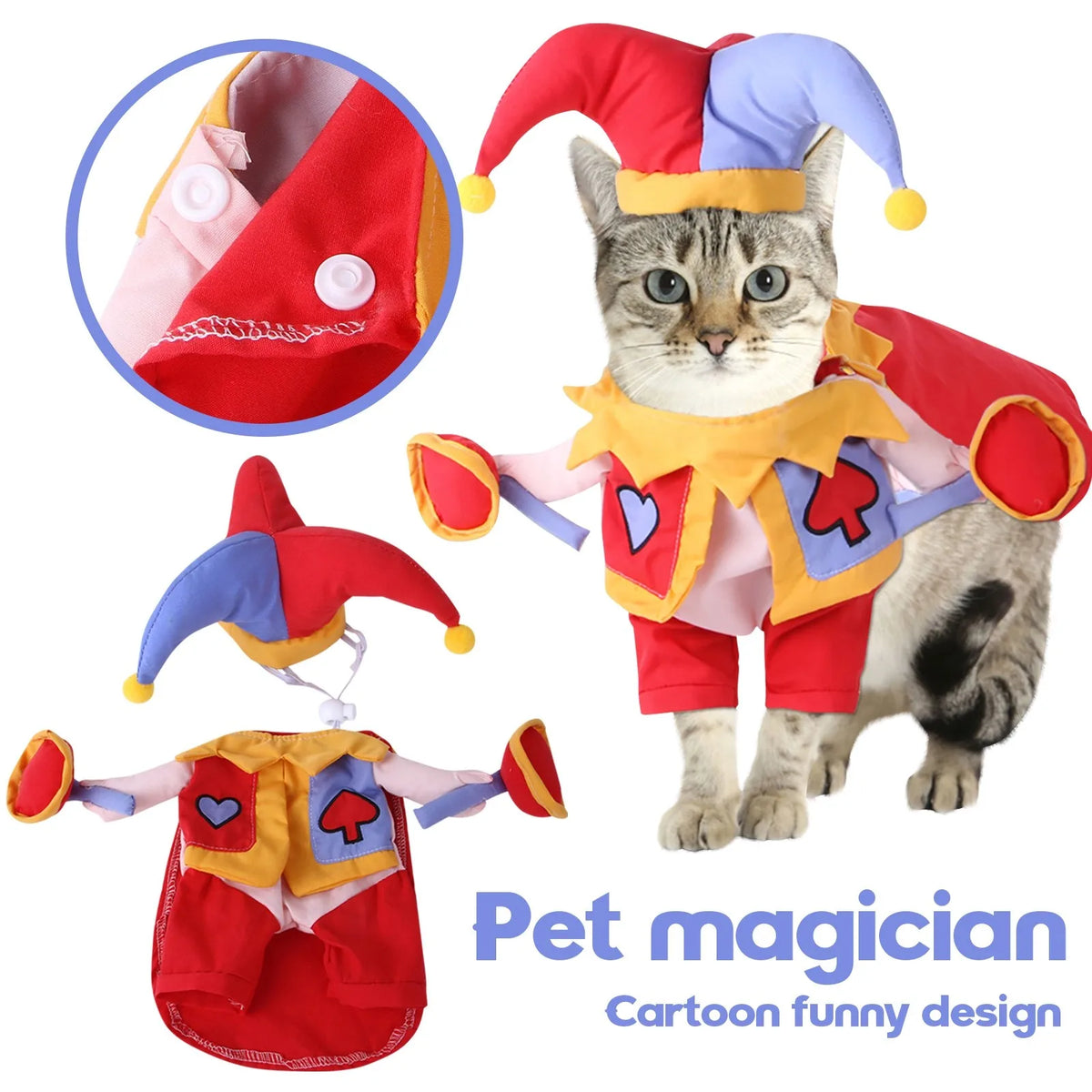 Funny Halloween Pet Cosplay Costumes Dog Cat Clown Clothes Halloween Party Costume For Dog Dog Clothes With Hat