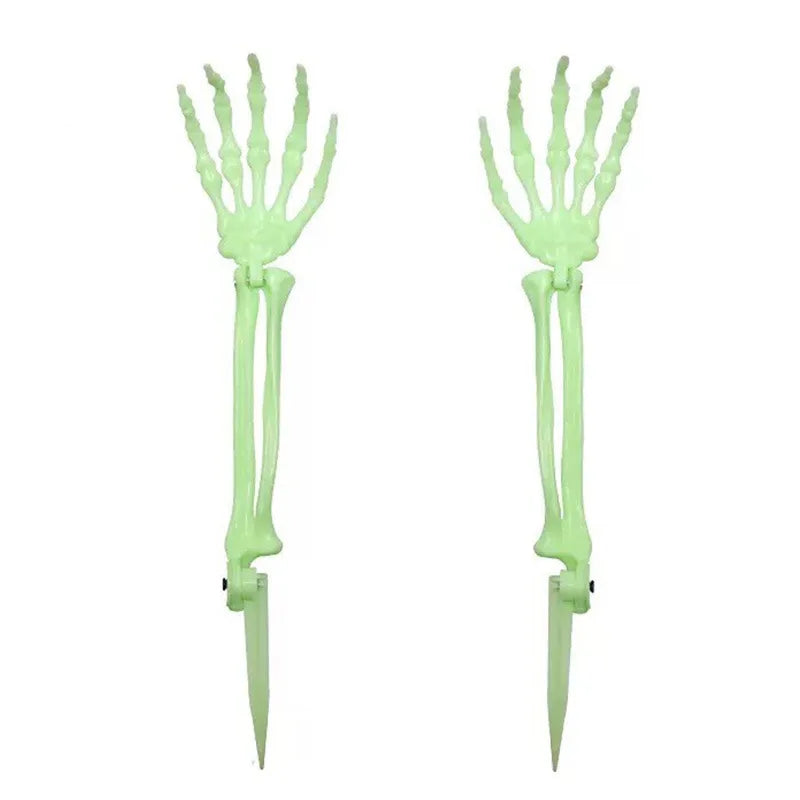 Halloween Skeleton Bone Garden Ground Stakes - Skull Head & Hand Insert Decor for Home Yard Holiday Party Ghost Themed