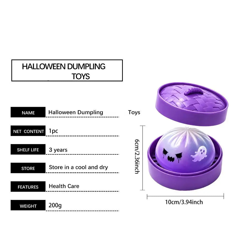 Halloween Ghosts Theme Soft Squishy Dumpling Toy With Steamed Box Slow Rising Funny Sensory Toy Decompression Squeeze Toy Gift