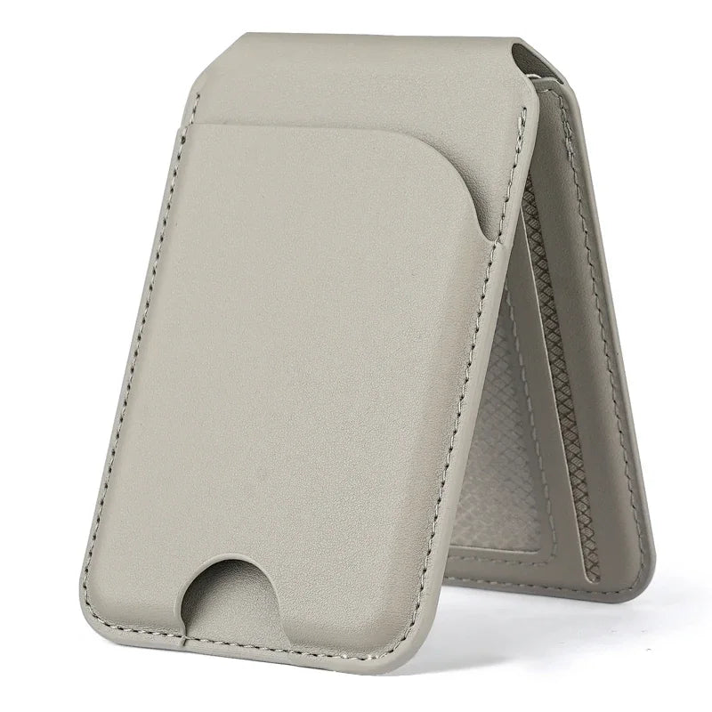 MagSafe Magnetic Leather Wallet Card Holder Adjustable 160° Phone Stand Anti-Demagnet Multi Card Pocket For iPhone 12-17 Series