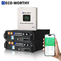 ECO-WORTHY Home Backup Power 2Pack 10.24KWh 48V 100Ah Battery/Bluetooth | UL1973 & UL9540A+5KW 48V Off-grid Inverter for Home