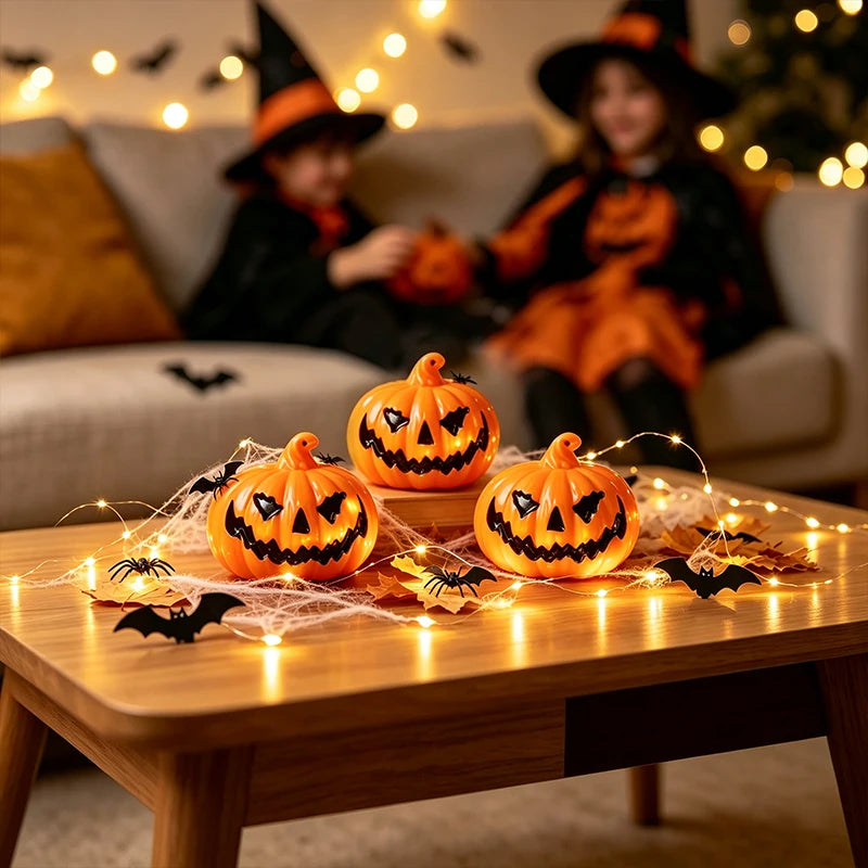 Halloween Pumpkin Lights LED Jack‑O‑Lantern Decor Lights Battery Operated Spooky Face Pumpkin Lamp for Tabletop Window Porch