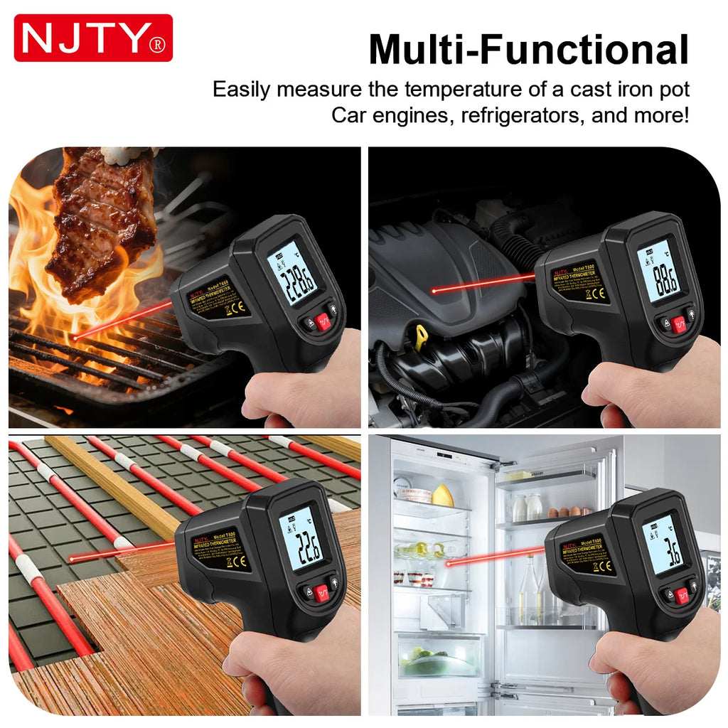 T600 Digital Infrared Thermometer Gun Non-Contact -58°F ~1112°F IR Temperature Gauge for Industrial Cooking Home Automobile BBQ