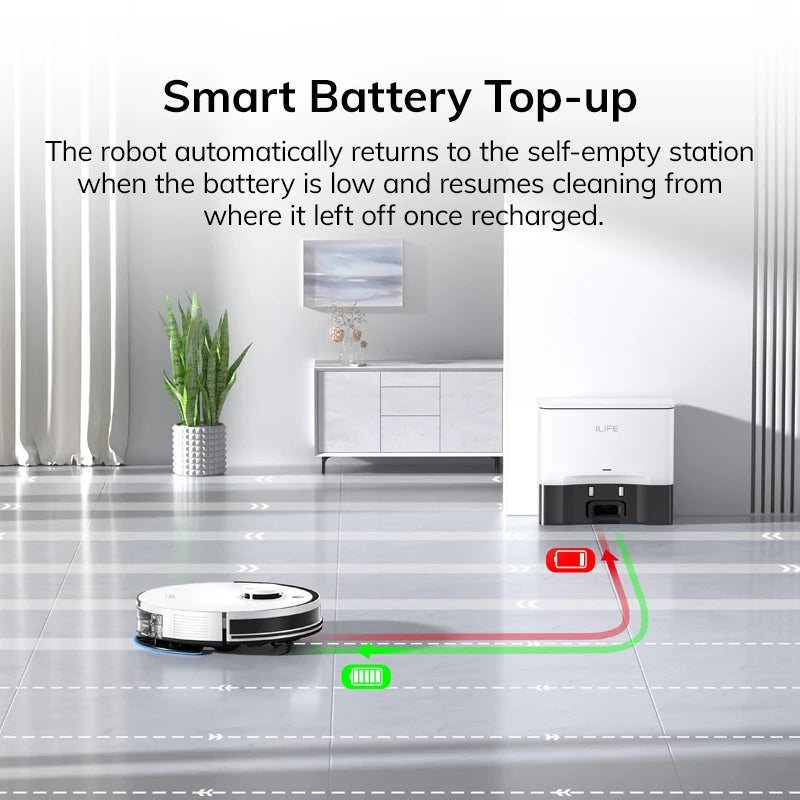 ILIFE A30 PRO 5000Pa Suction, Robot Vacuum and Mop Combo, Self emptying, 60 day capacity,  App/remote , 180 minute running time