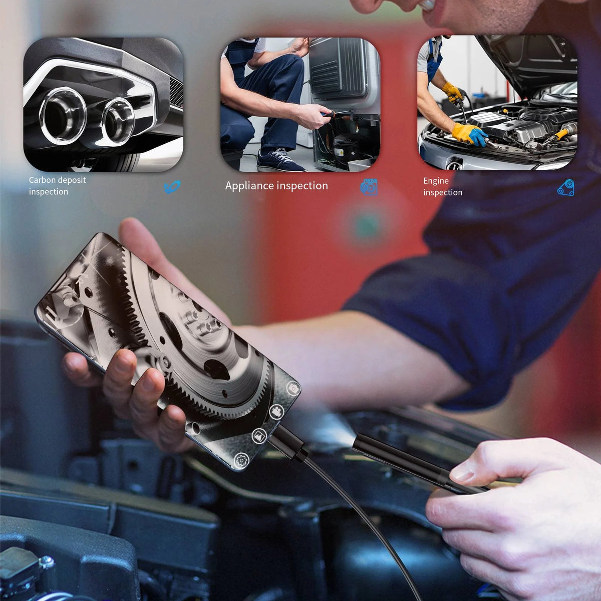 7.0MM TYPE-C Endoscope Camera IP67 Waterproof 6 LEDs Adjustable USB Android Flexible Inspection Borescope Cameras for Phone PC