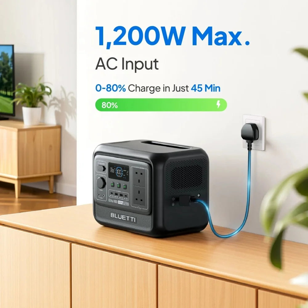 BLUETTI Elite 100 V2 Portable Power Station 1800W 1024Wh Solar Generator for Outdoor Camping Emergency Backup