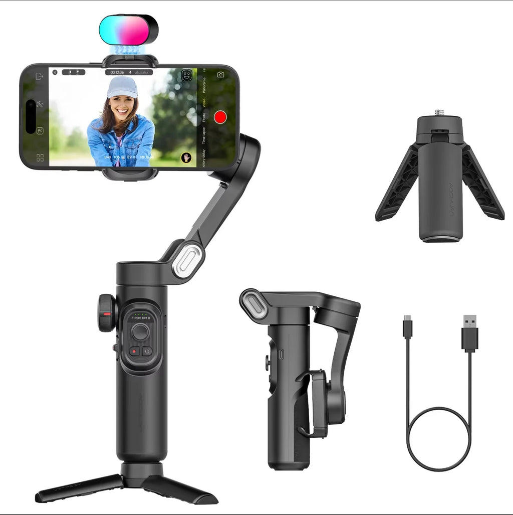 AOCHUAN 3-Axis Handheld Gimbal Stabilizer SmartXE for Smartphone for iPhone Android AI Face Tracking Tk Vlog