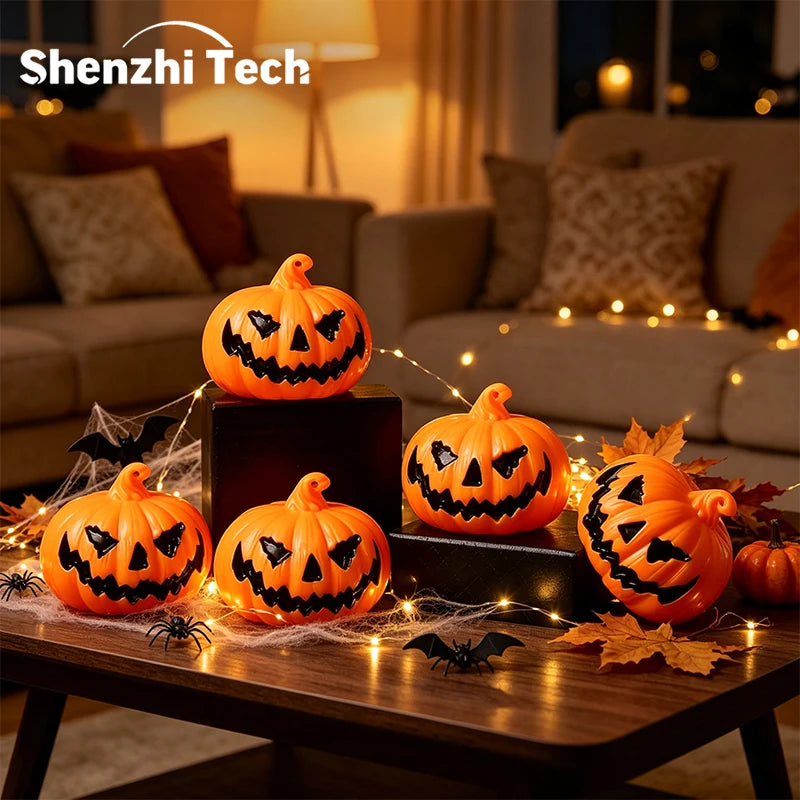 Halloween Pumpkin Lights LED Jack‑O‑Lantern Decor Lights Battery Operated Spooky Face Pumpkin Lamp for Tabletop Window Porch