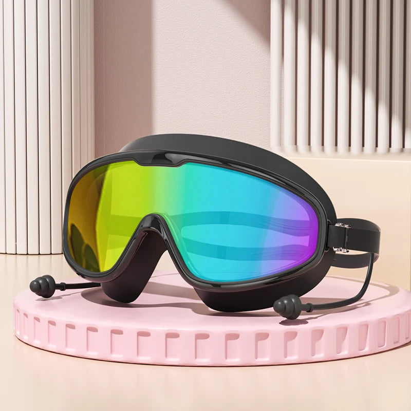 Outdoor Swimming Goggles Anti-Fog Wide View Scuba Diving Swimming Glasses with Earplugs for Adult Youth Water Diving Goggles
