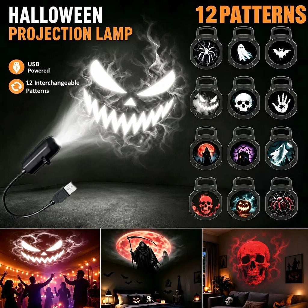 Halloween Led Projector Night Lights USB Plug and Play HD LED Projector Lights for Room Ceiling Window Halloween Decor Wall Lamp