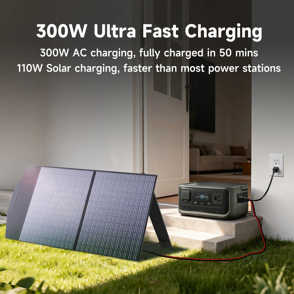 ALLPOWERS VOLIX P300 Portable Power Station 256Wh LiFePO4 Battery 300W (Peak 600W) AC Output for Outdoor Camping Travel Home Use