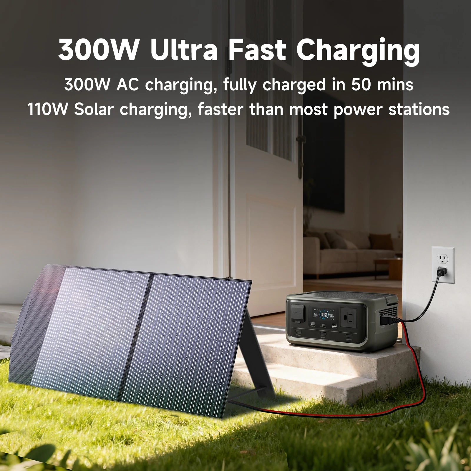 ALLPOWERS VOLIX P300 Portable Power Station 256Wh LiFePO4 Battery 300W (Peak 600W) AC Output for Outdoor Camping Travel Home Use