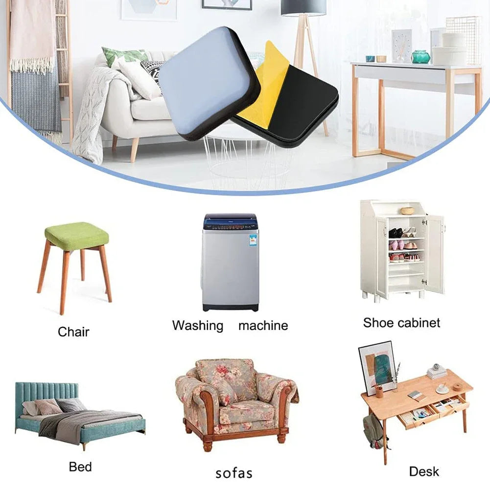 20PCS Feet Glider Sliding Pads Home Furniture Sliders Furniture Gliders PTFE Square Floor Mover Pads For Household Hardware﻿