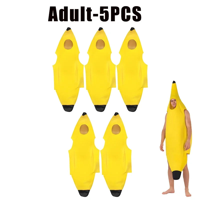 Halloween Banana Costume Kids Adults Funny Theater Show Outfit Carnival Party Fancy Dress Performance Wear Stage Costume