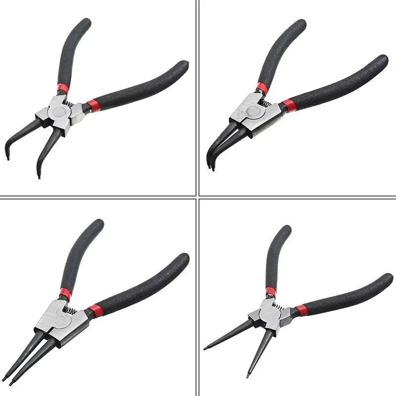 4PCS Snap Ring Pliers Set, 7 inch Internal/External Heavy Duty for Ring Remover Retaining Straight Bent Lock Pliers Set