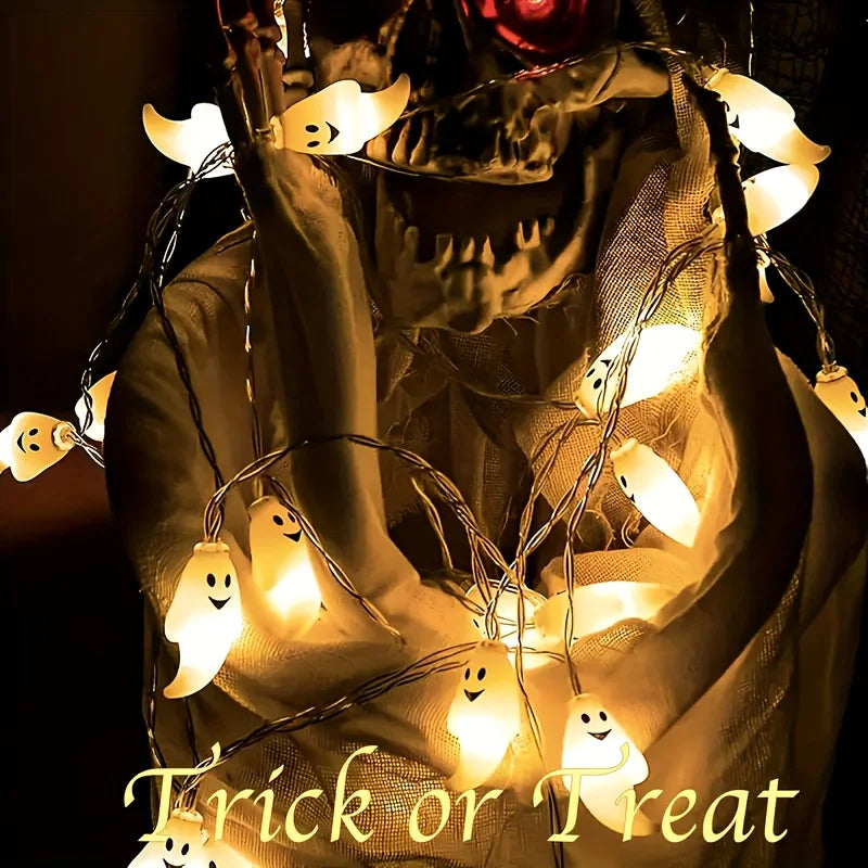 Smiling Ghost String Lights — 10 or 20 LED (1.5 m / 3 m)