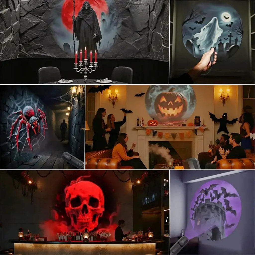Halloween Led Projector Night Lights USB Plug and Play HD LED Projector Lights for Room Ceiling Window Halloween Decor Wall Lamp