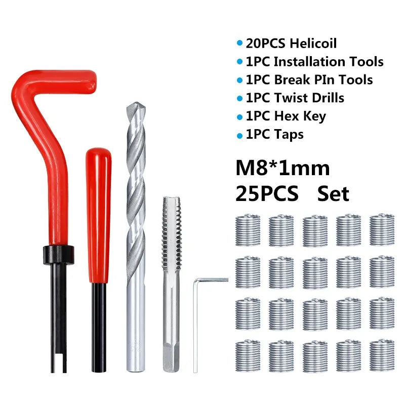 XCAN Thread Repair Kit M3 M4 M5 M6 M8 M10 M12 M14  Screw Thread Inserts For Restoring Damaged Threads Repair Tools Drill Bit