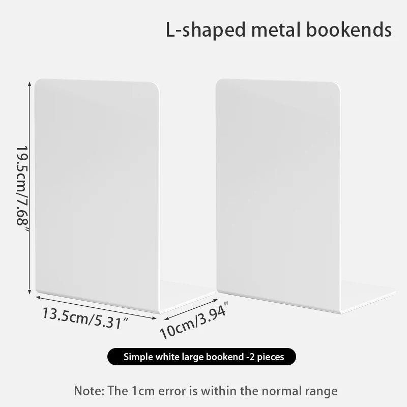 Bookends 6 Pair, White Metal Book Ends, Bookends for Shelves, Book Stopper for Heavy Books, Book Dividers for Home Office