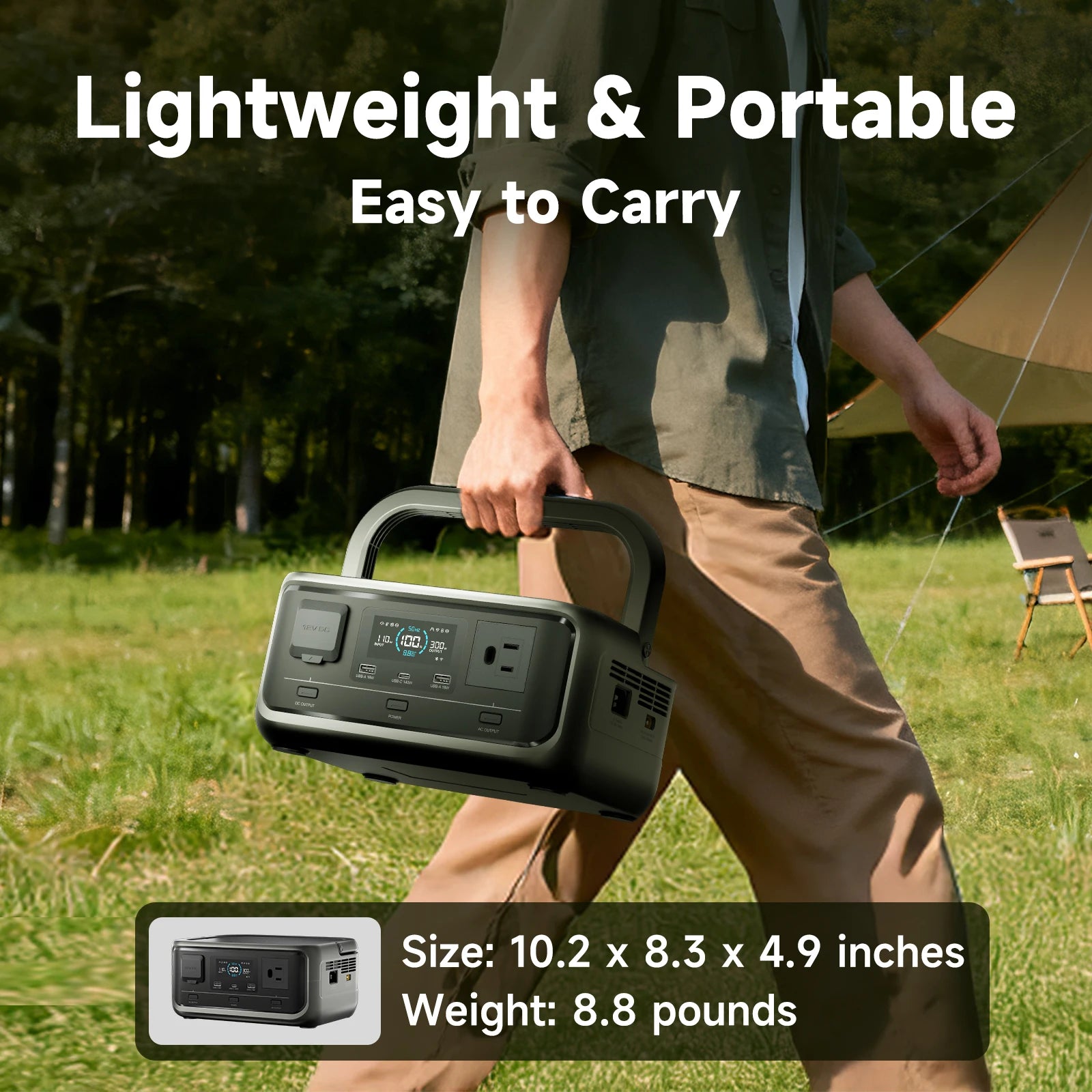 ALLPOWERS VOLIX P300 Portable Power Station 256Wh LiFePO4 Battery 300W (Peak 600W) AC Output for Outdoor Camping Travel Home Use