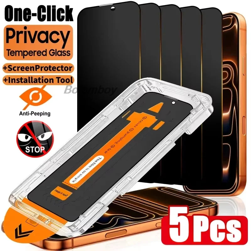1-5PCS Oleophobic Coating Privacy Screen Protectors For iPhone 17 Pro Max iPhone 18 Pro Air 16 15 14 13 12 11 16e Tempered Glass