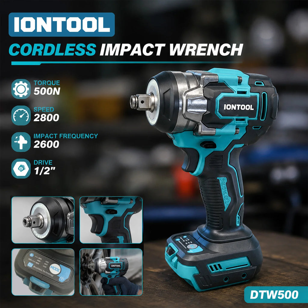 Pistola de Impacto Inalámbrica AmazingX 18V - Torque 500N.m, Motor Brushless