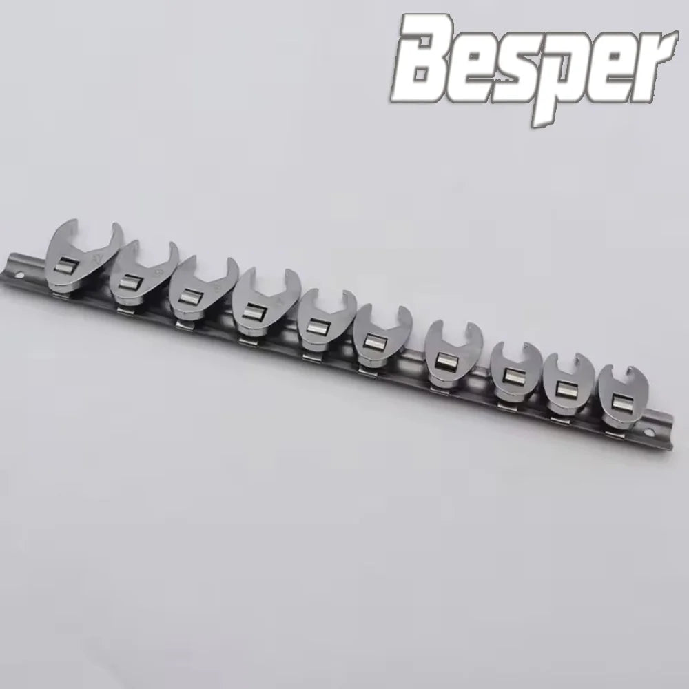 New High Quality 10Pcs 3/8Inch Drive Crowfoot Wrench 3/8Inch Drive Carbon Steel Open End Spanner Metric Foot Horn Wrench Head