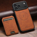 SUTENI Wireless Charging Phone Case Magnet Card Holder Stand Faux Leather For iPhone 18 Pro Max Air 16 Plus 15 14 13 12