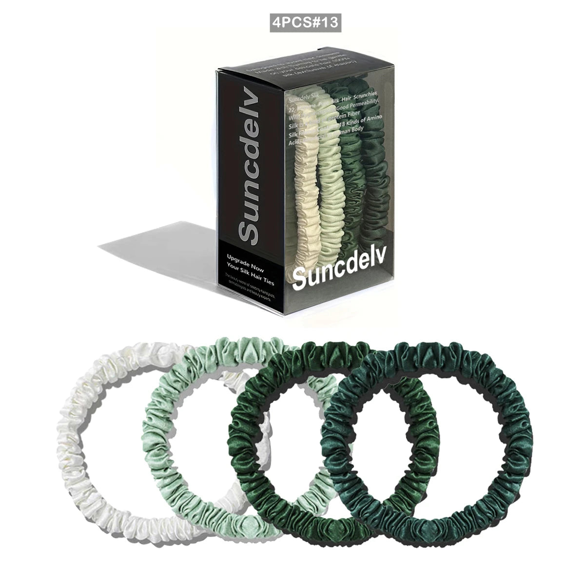 100% Natural Silk Solid Color Hair Ties High Quality Hair Scrunchies (22Momme) Women Big Hairbands Hair Accessories（4PCS Box）
