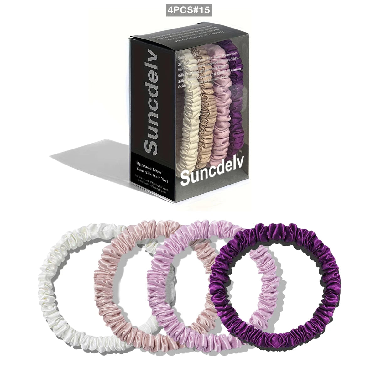 100% Natural Silk Solid Color Hair Ties High Quality Hair Scrunchies (22Momme) Women Big Hairbands Hair Accessories（4PCS Box）