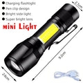 Mini linterna de 3 LED con clip para bolígrafo, para caminar de noche, brillo portátil, foco de emergencia recargable e impermeable para exteriores