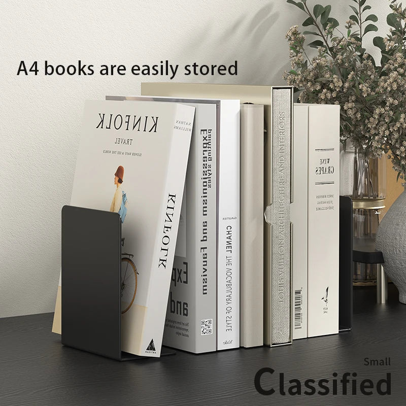 Bookends 6 Pair, White Metal Book Ends, Bookends for Shelves, Book Stopper for Heavy Books, Book Dividers for Home Office