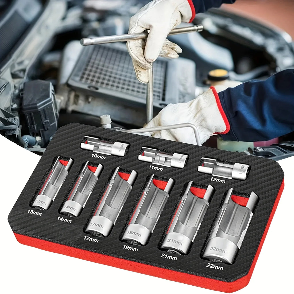 9Pcs Automotive O2 Oxygens Sensors Socket Offset Wrench Remover Tool and Thread Chasers Tool 10-22mm