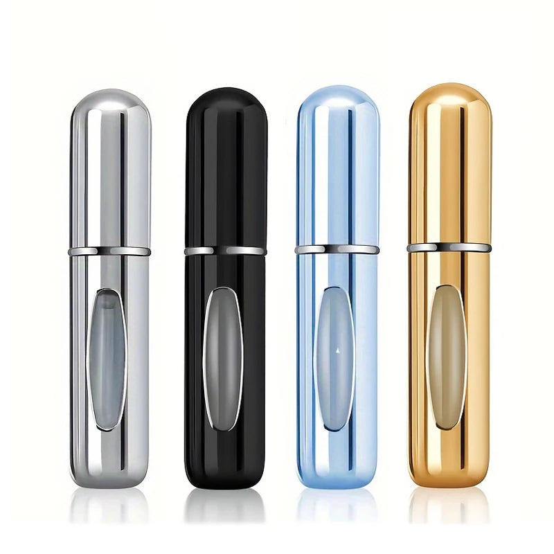1/4 unidades atomizador de perfume de 5 ml, envase líquido portátil para cosméticos, mini pulverizador de aluminio vacío rellenable para viaje
