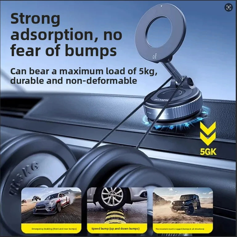 Magnetic Vacuum Phone Holder Compatible With MagSafe 360° Rotatable 96LBS Suction Cup Mount Suitable For iPhone Android Devices For Car Gym Mirror Use