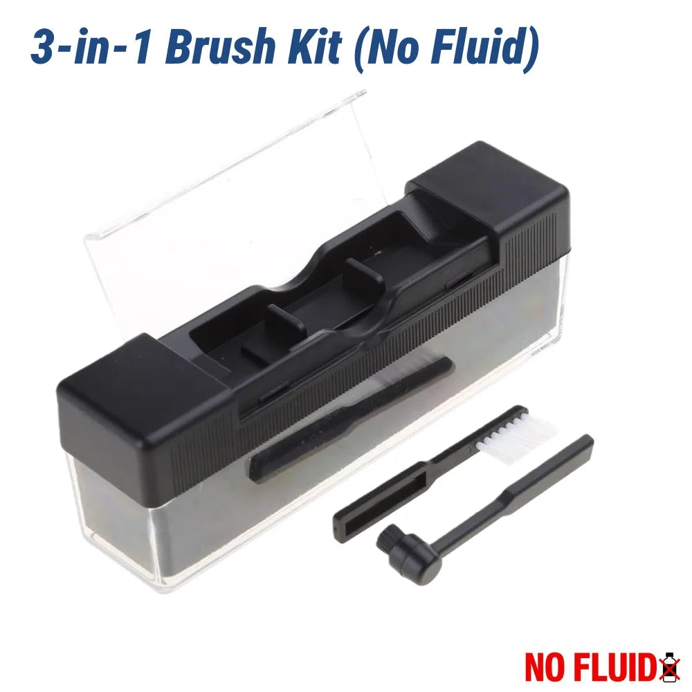 Kit de limpieza de discos con espray de 65ml, cepillo de terciopelo antiestático y herramientas de limpieza de aguja para un uso seguro del tocadiscos de vinilo