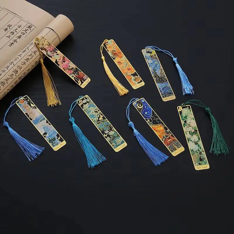 1-6-12 Pcs Creative Metal Book Mark Vintage Oil Painting Bookmark Office School Supplies Funny Gift Stationery Items