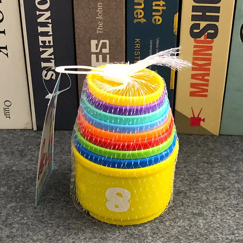 9PCS/Set Funny Stacking Cups Toys Baby Rainbow Cups Stacking Tower Kids Early Educational Toy Boys and Girls Learning Toys Gifts