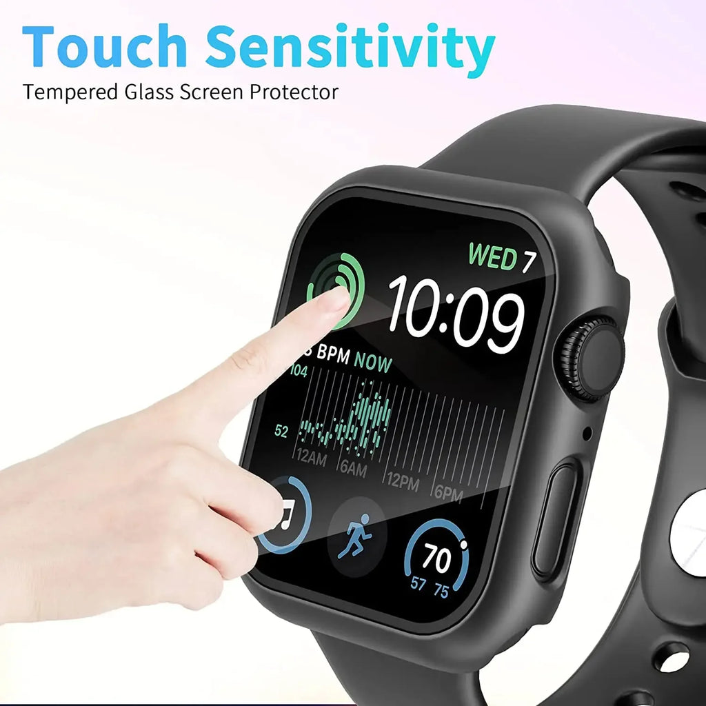 Tempered Glass+Cover For Apple Watch 11 10 9 8 7 46mm 42mm PC Bumper Screen Protector Case iWatch Series 7 6 5 4 SE3 44 40 45mm