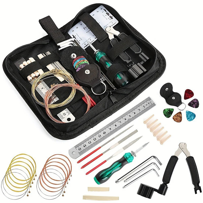 Guitar Accessories Kit Guitar Capo, Strings, Strap, End Pin, Silicone Pad, String Winder, for Acoustic Electric Guitar TMZ