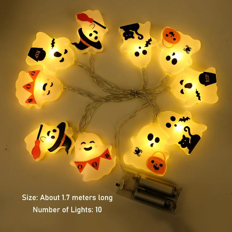 Waterproof Ghost Fairy Lights — 10 Glowing Ghosts (1.7 m)