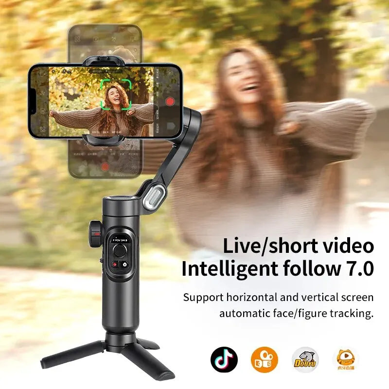 AOCHUAN 3-Axis Handheld Gimbal Stabilizer SmartXE for Smartphone for iPhone Android AI Face Tracking Tk Vlog