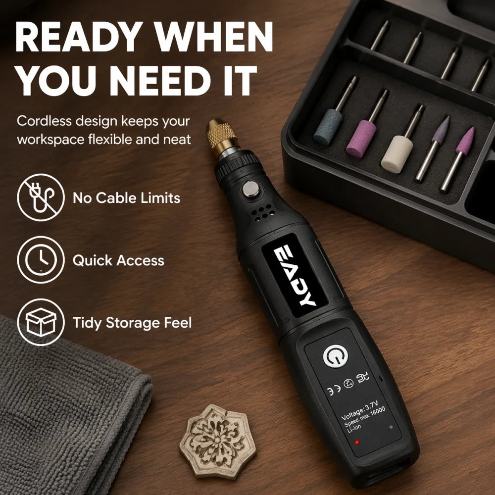 Cordless Mini Electric Drill Rotary Tool – USB Rechargeable Engraving Pen for Polishing, Grinding, Carving – Handheld Dremel
